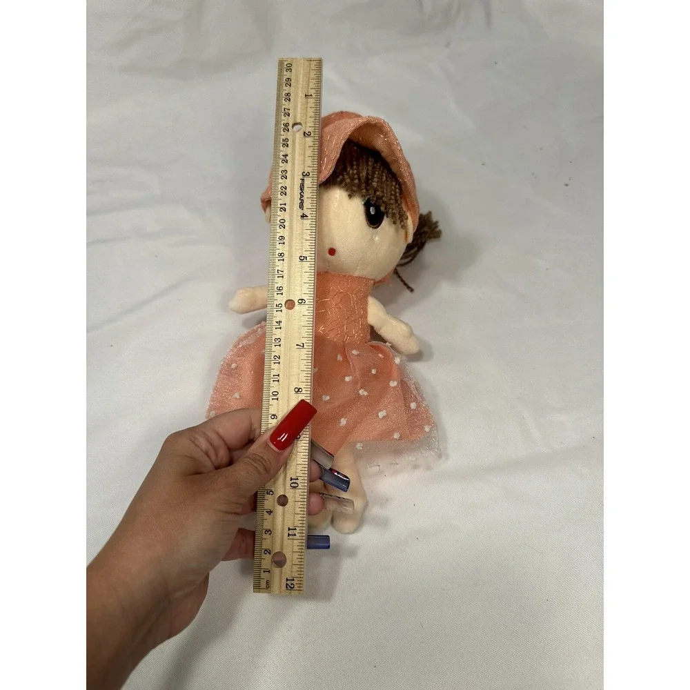 stuffed plush anime girl‎ pink dress & hat clip